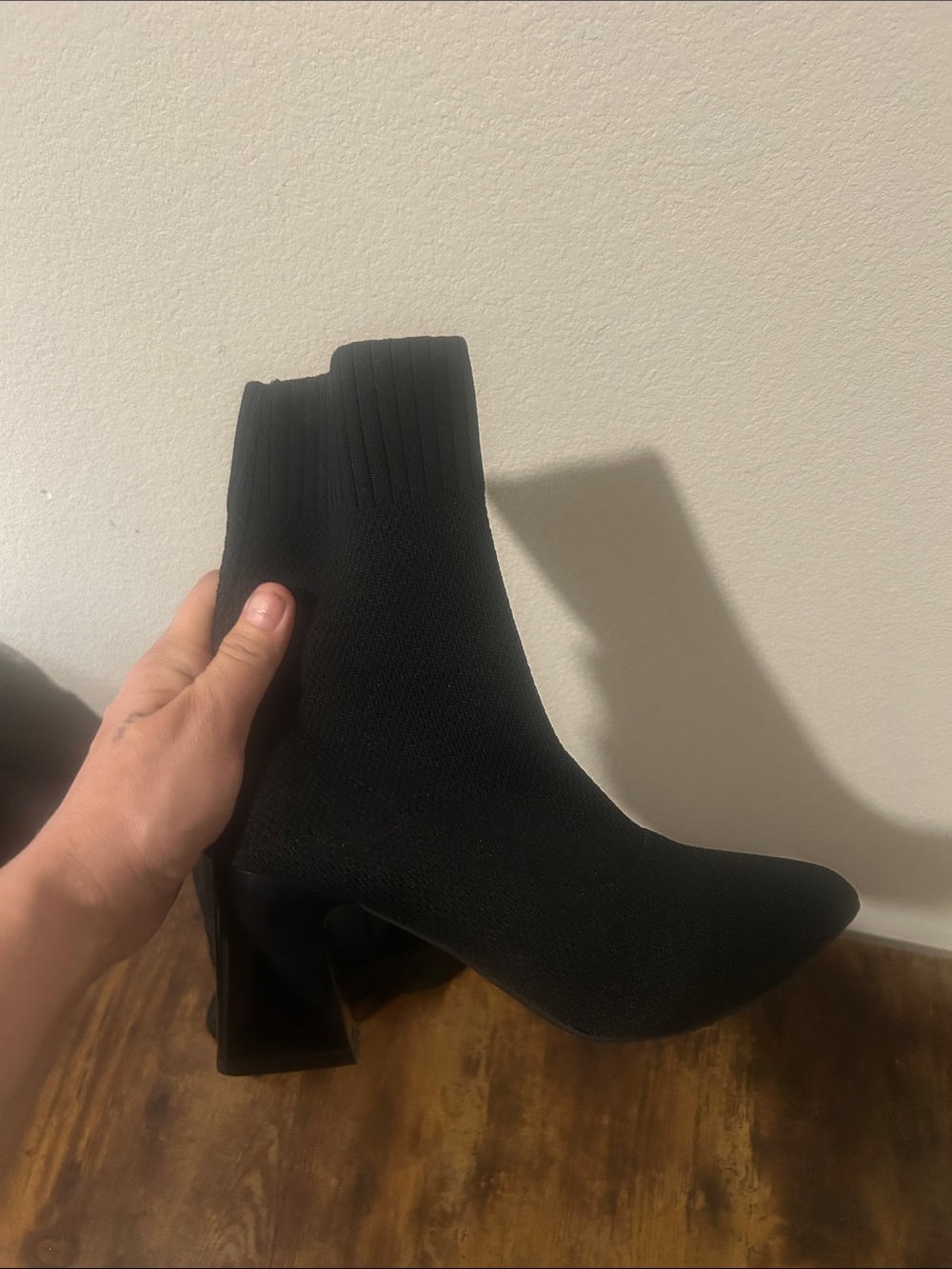 Mossimo Supply Co. Black Knit Sock Bootie with Sculpted Block Heel